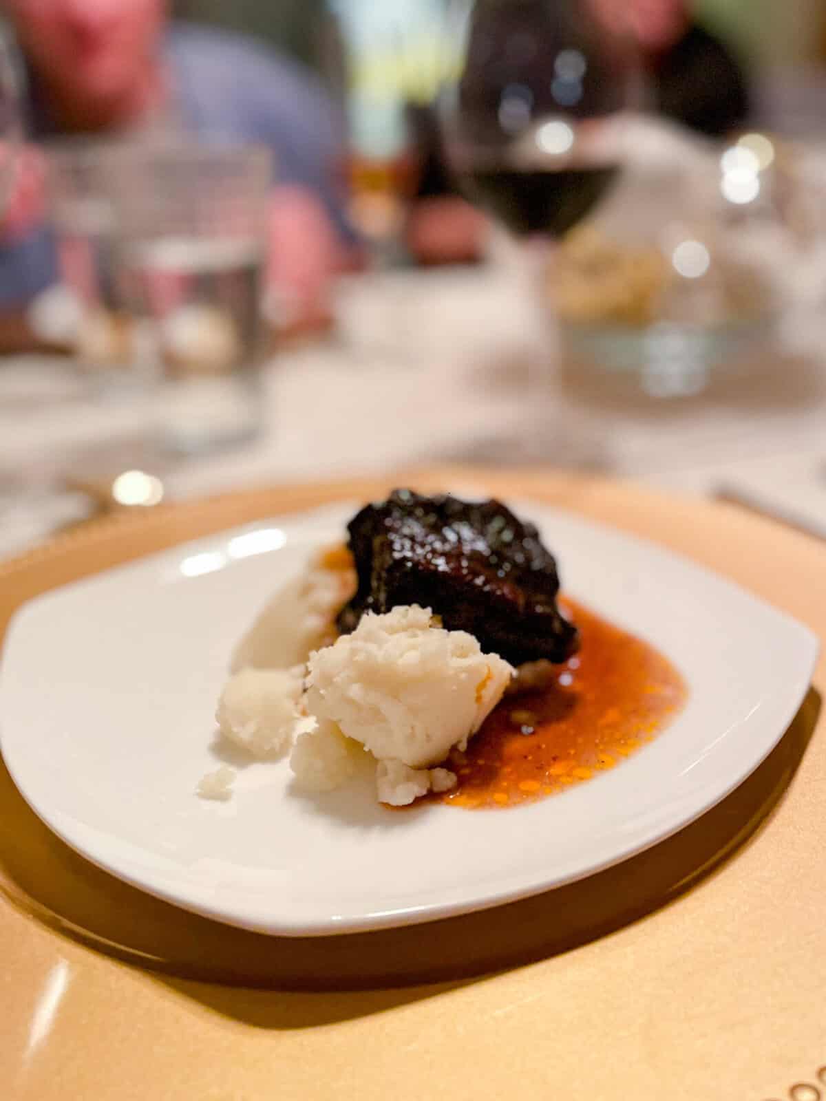 Braised short rib over mashed potatoes
