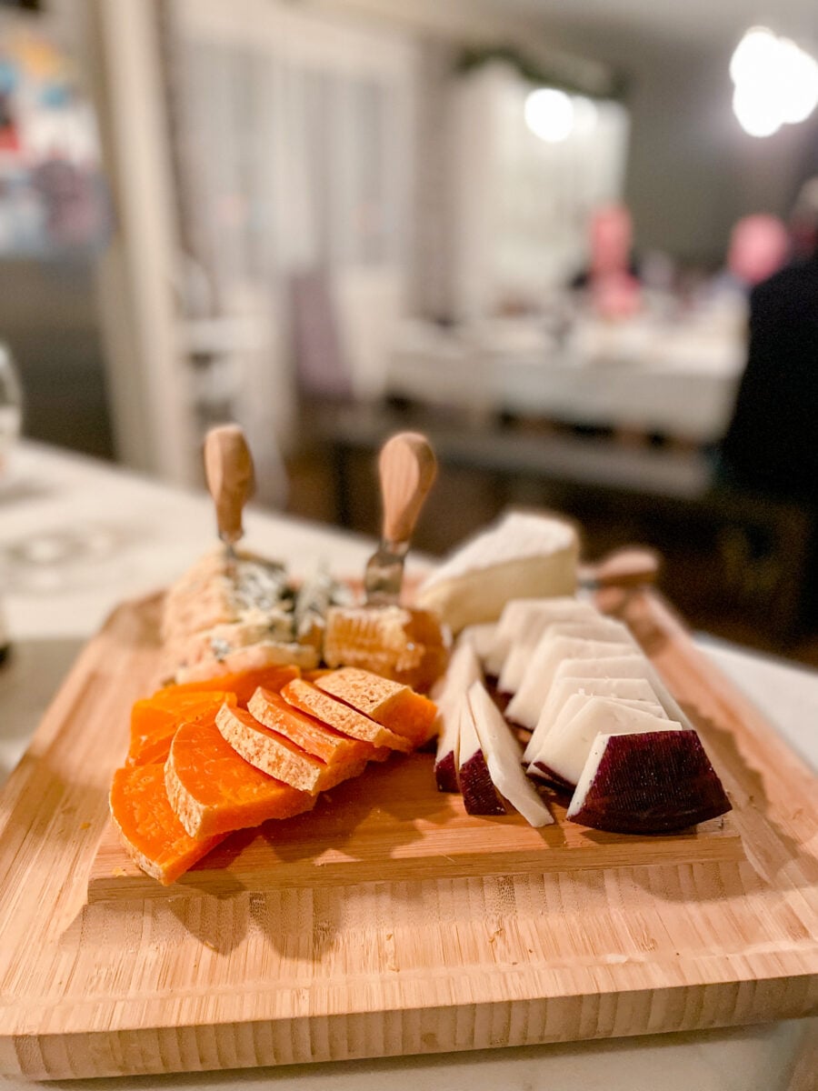 Cheese board cheddar brie blue