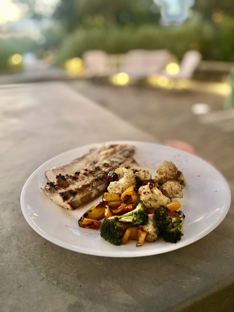 Grilled Fish with Roasted Veggies