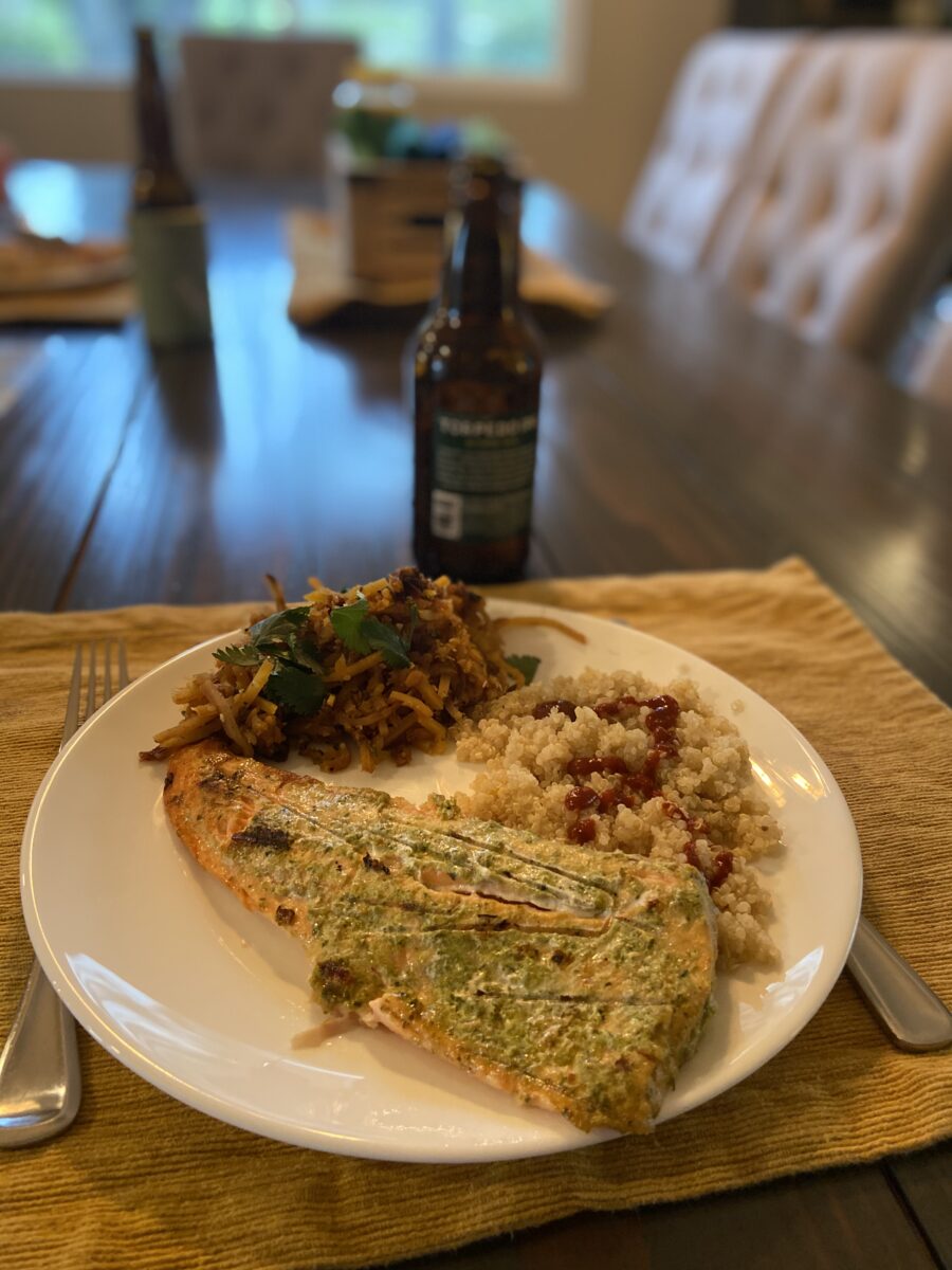 Pesto Salmon with Quinoa