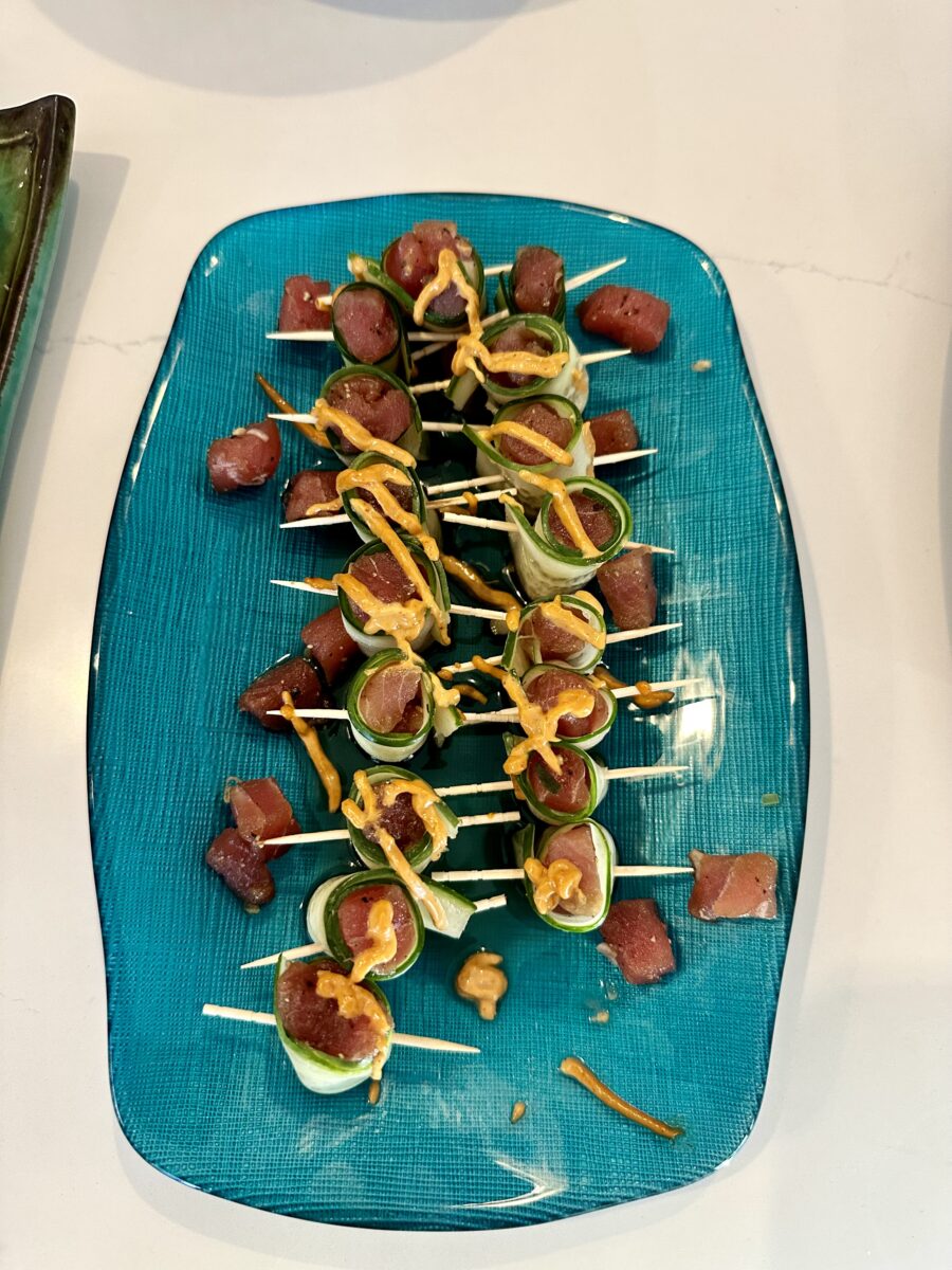 Spicy Tuna Cucumber Skewers
