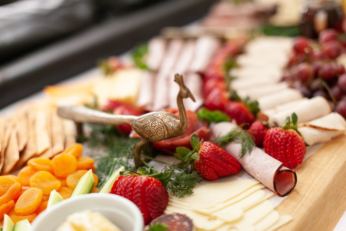 Charcuterie board with meats and cheese