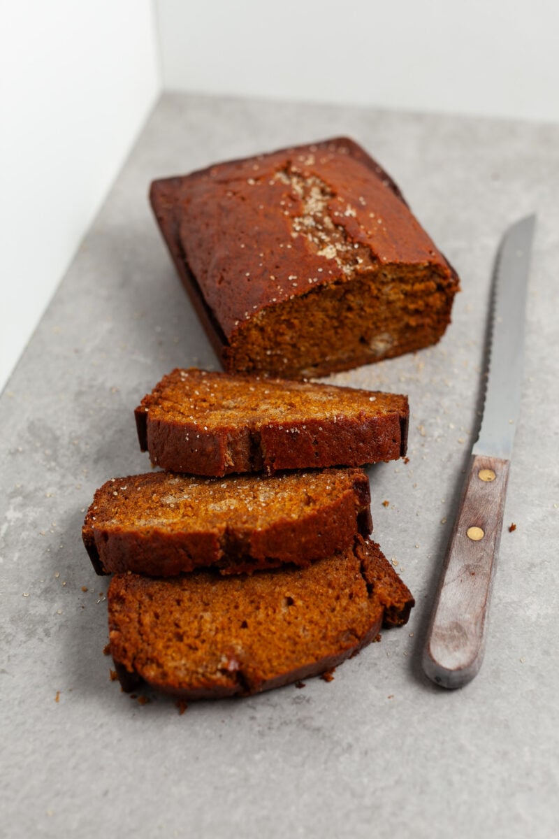 Sliced pumpkin bread