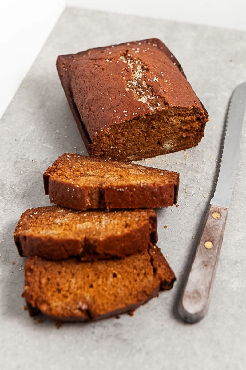 Sliced pumpkin bread