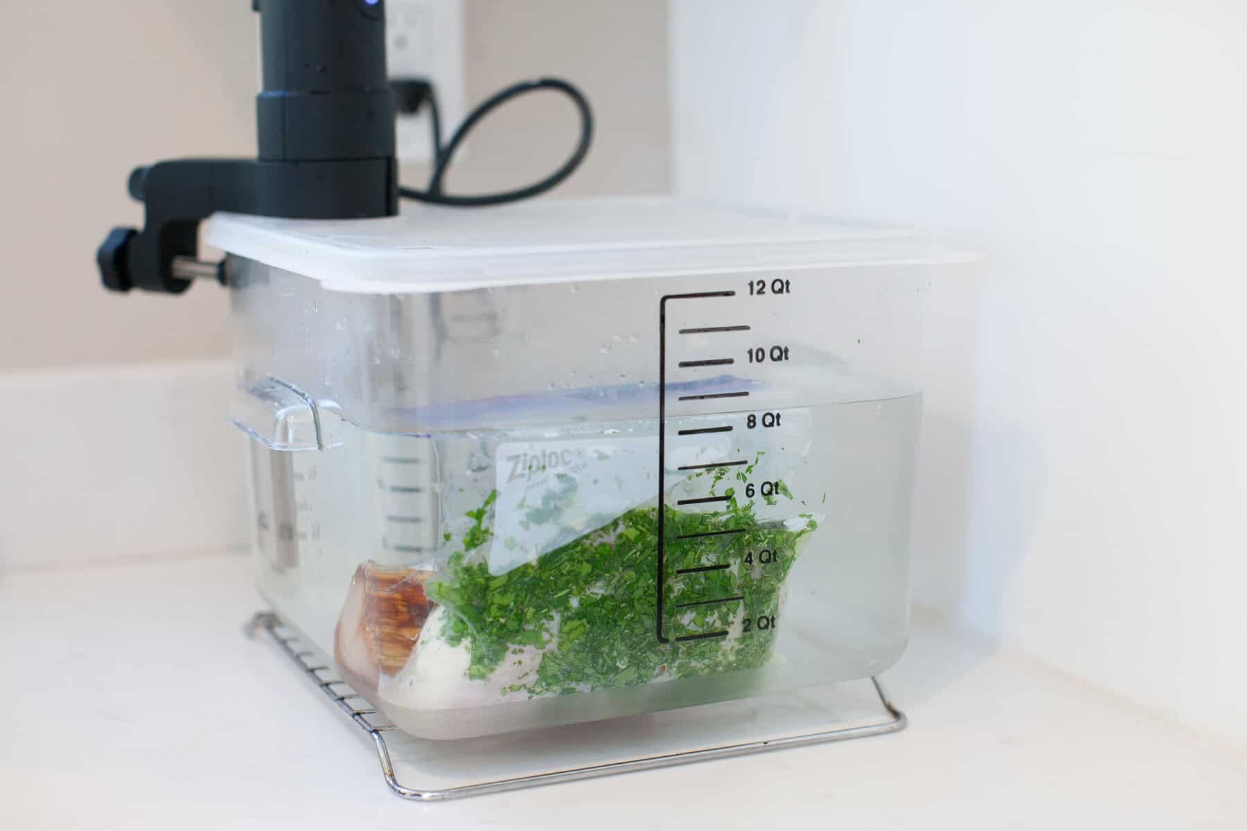 Sous vide chicken breast with fresh herbs
